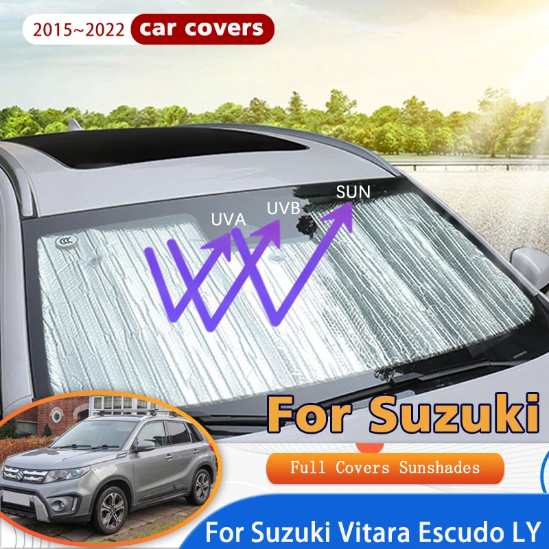 Full Covers Sunshades For Suzuki Vitara Escudo LY 2015~2022 2017 Car Accessories Sun Protection Windshields Side Window Visor