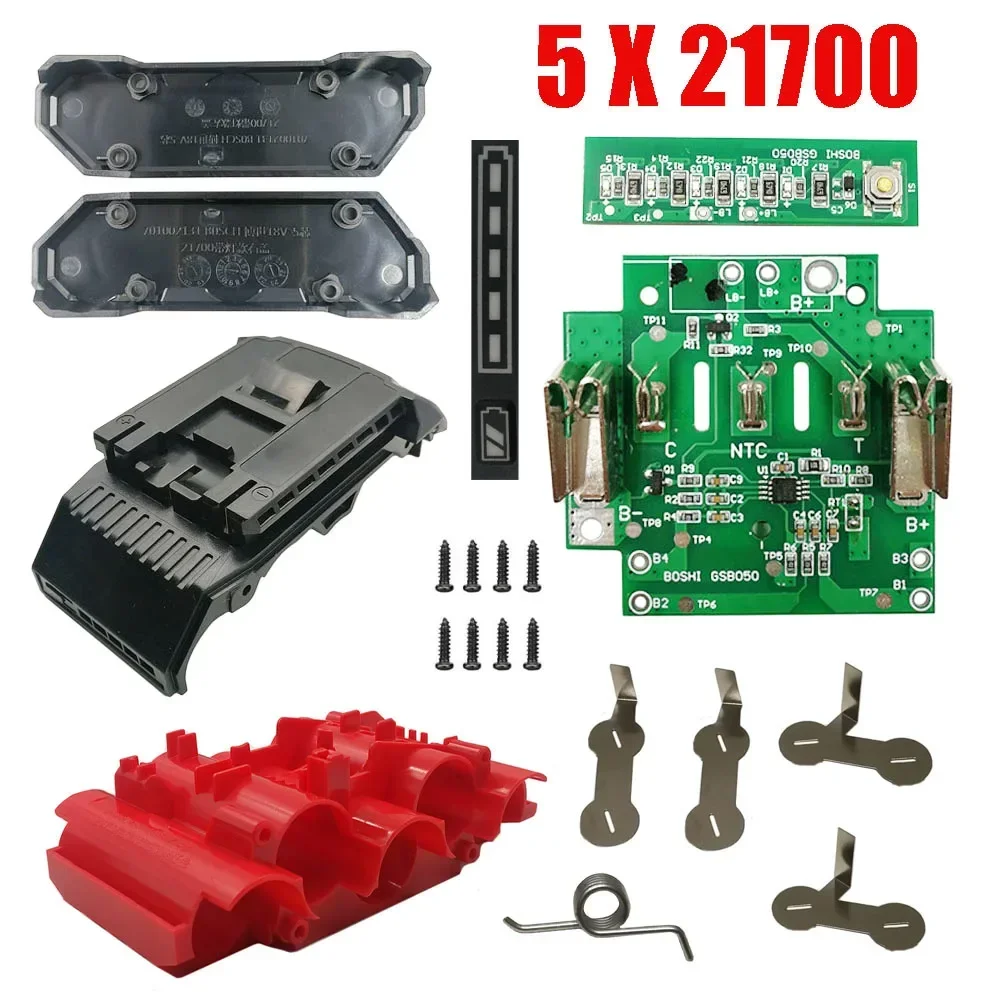 

BAT618 lithium battery shell 5-core nesting material 21700 PCB charging protection board suitable for Bosch18V replacement parts