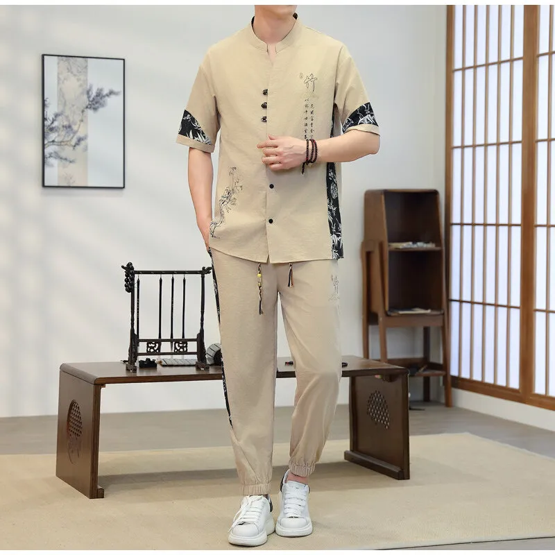 Short Sleeves+Trousers 2026 New Summer Men'S Fashion Loose shirts men Large Size High Quality Trendy Comfortable Casual Set view 5
