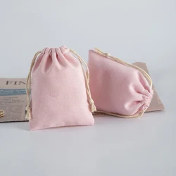 5Pcs New Bulk Natural Cotton Jewelry Storage Bag Bracelet Necklace Candy Gift Wedding Party Travel Organizer Drawstring Pouch