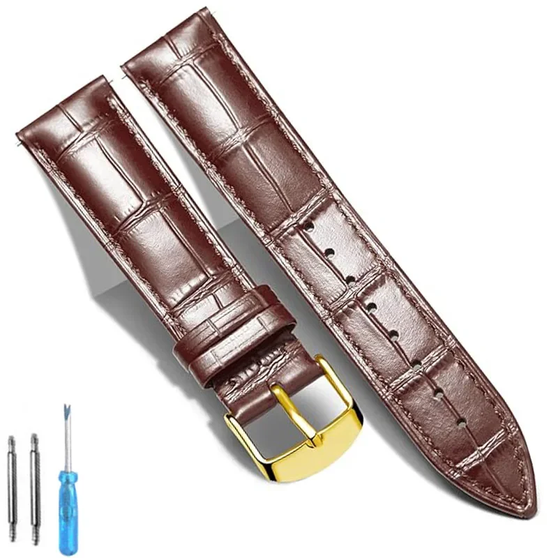 Leather Watch Band Genuine Calfskin Replacement Watch Strap 18mm 20mm 22mm 24mm