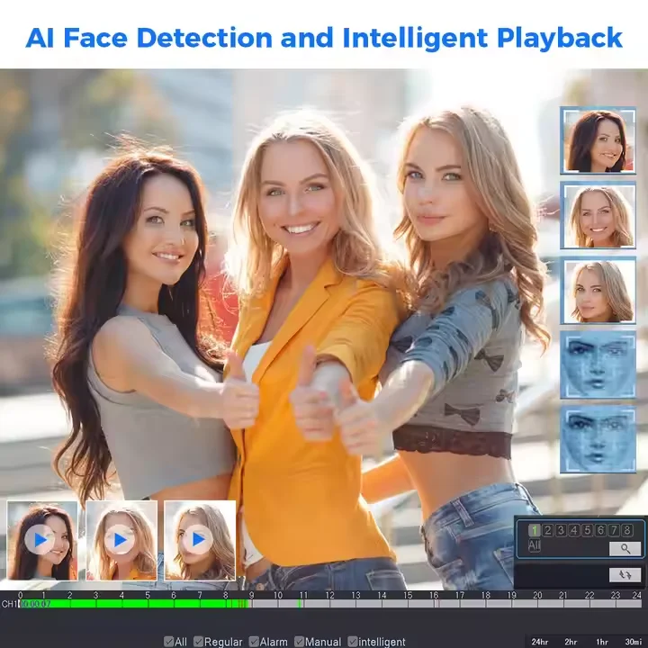 ชุดกล้องวงจรปิดระบบเครือข่าย IP NVR 8 ช่อง รองรับ POE พร้อมระบบจดจำใบหน้า AI 5MP