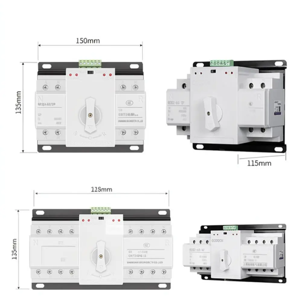 Automatic Transfer Switch ATS 4P Dual Power 63A 100A 125A Industrial Household Emergency Voltage Changeover Supply