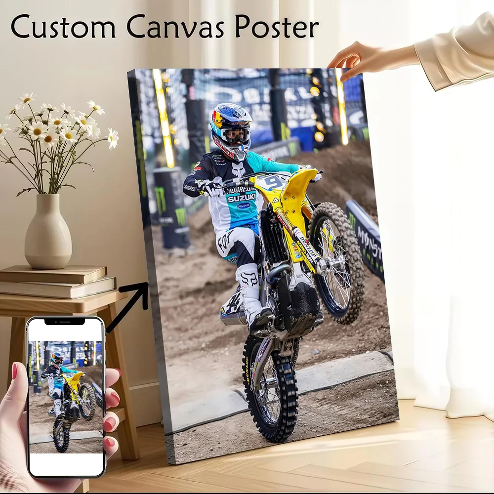 Motocross Rider Performing a Wheelie Poster Canvas Wall Art Personalized Print Modern Painting Perfect Gift for Bedroom Mural