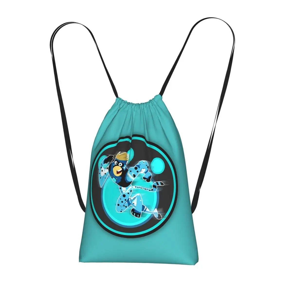 Wild Kratts Blue Color Drawstring Backpack Sports Gym Bag Portable Travel Drawstring Bag for Men Women