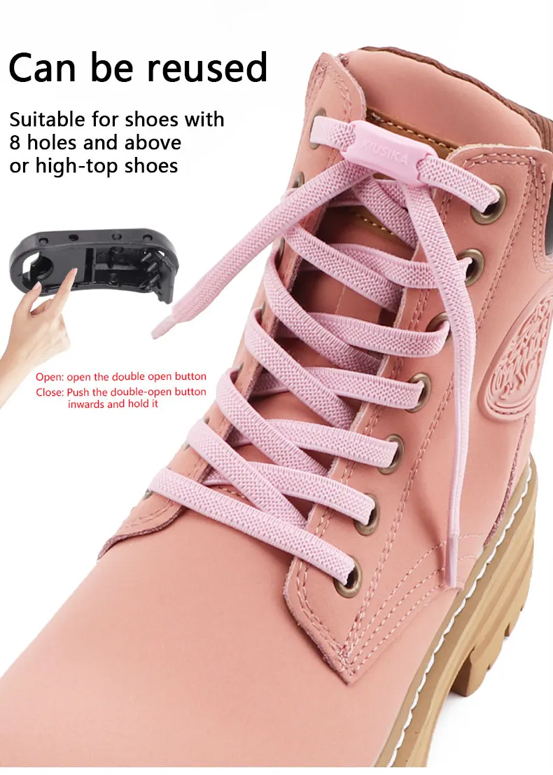 Elastische Schnürsenkel ohne Binden, flache Schnürsenkel für Sneaker, Schnürsenkel ohne Binden für Kinder und Erwachsene, schnelle Schnürsenkel, Gummibänder für Schnürsenkel. – Detail 1