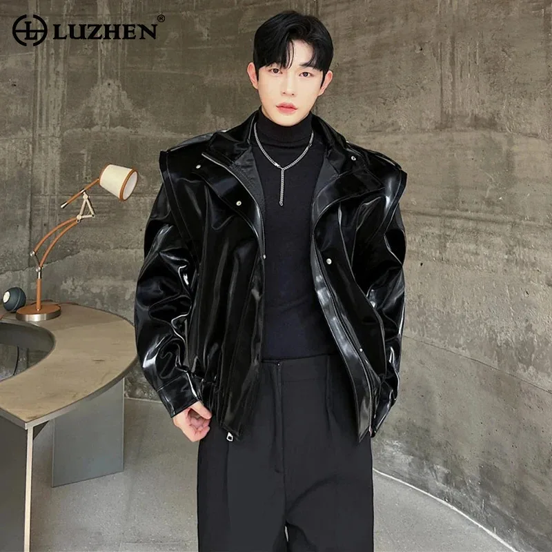 LUZHEN Autumn Fashion Shoulder Pad Design Leather Jackets Men's Original Personality Trendy KoreanHigh Quality Clothes LZ6095