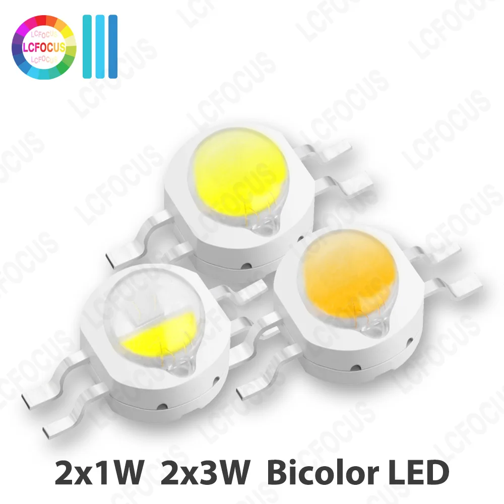 

Bicolor 2x 1W 2x 3W LED Chip Red Green Blue Yellow White Purple Double Color COB For Spotlight Car Lamps Flashlight Light Beads