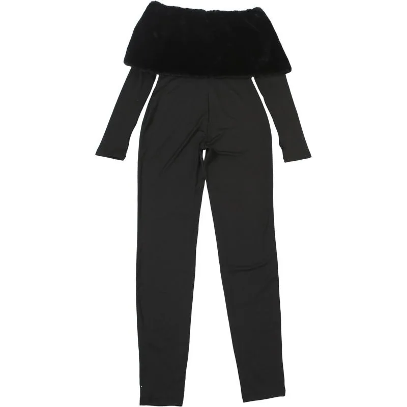 Winter Supermodel Atmosphärische Auto Show Neue Mode Sexy One-wort Schulter Haar Spleißen Schlank Overall Dominierenden