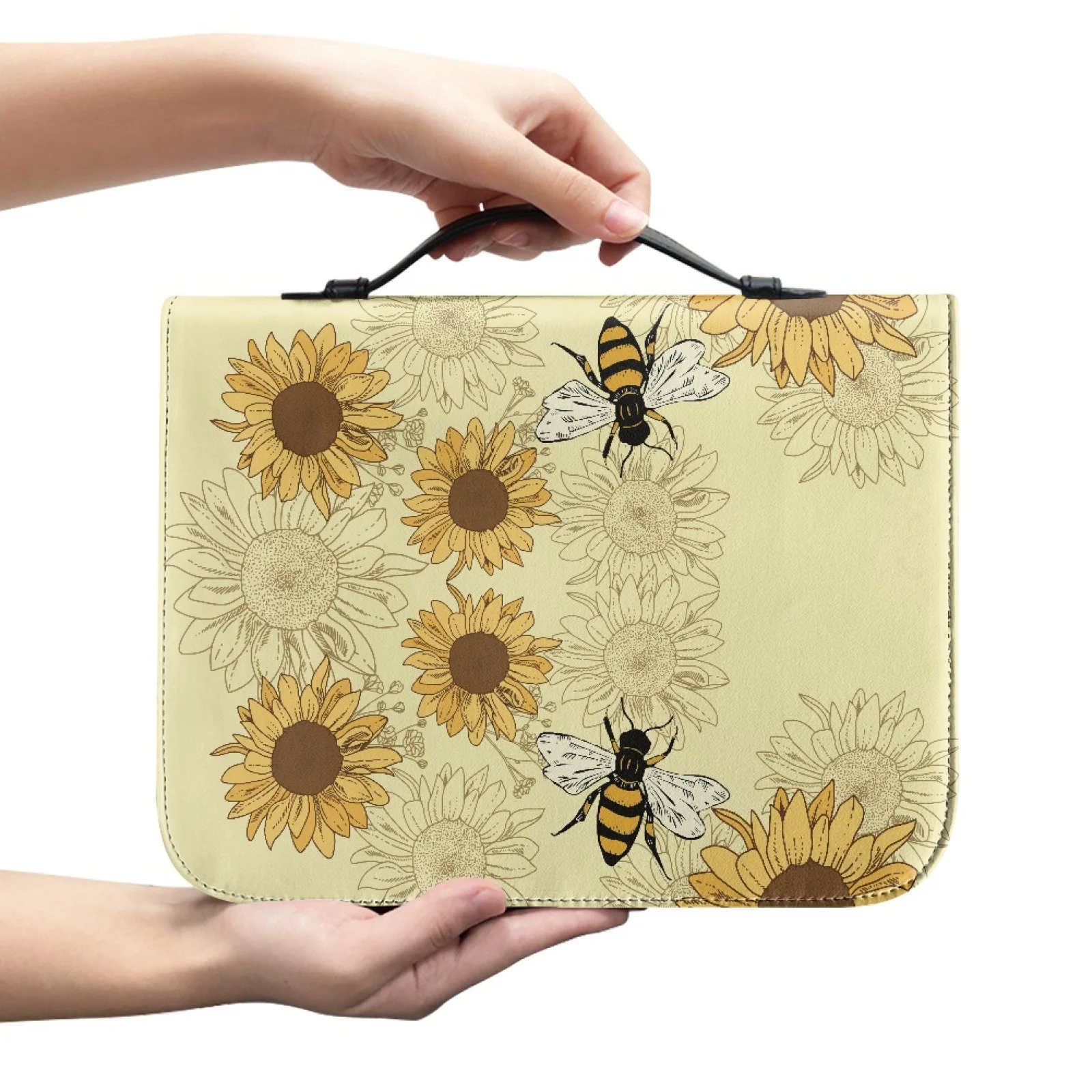 PENSTROLL Bible Study Bag Protective Bible Carrying Case for Travel Men Bee and Sunflower New Trend