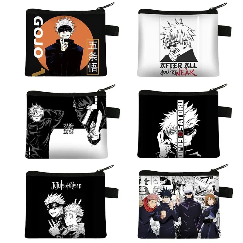 Monedero de Anime Jujutsu Kaisen, monedero de dibujos animados, Gojo Satoru Yuji Itadori, Mini bolsa de monedas, identificación, tarjeta de crédito, auriculares, soporte, regalo