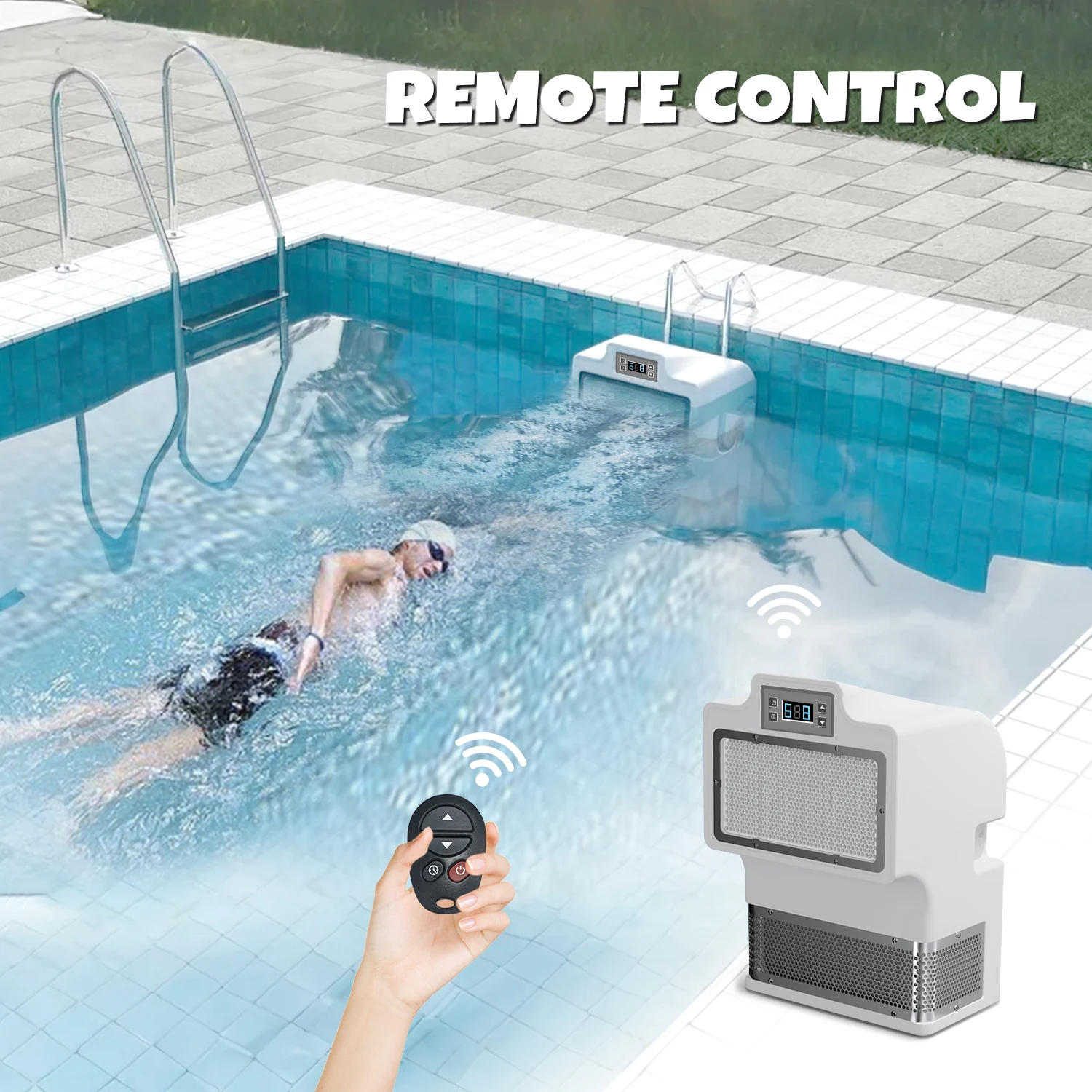 

2026 - Swimming pool safety wave generator, infinity pool swimming machine, counter-current training device