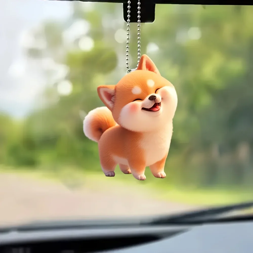 Cute Smiling Shiba Inu 2D Acrylic Pendant Keychain,Cartoon Puppy Versatile Charm,Decor for Car Mirror,Backpack,Home,Festive,Gift