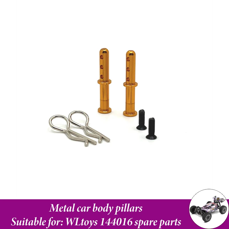 Peças sobressalentes de carro de controle remoto WLtoys 144016 atualizadas de metal, copo de direção, rolamento, conjunto de direção, braço oscilante, haste de tração