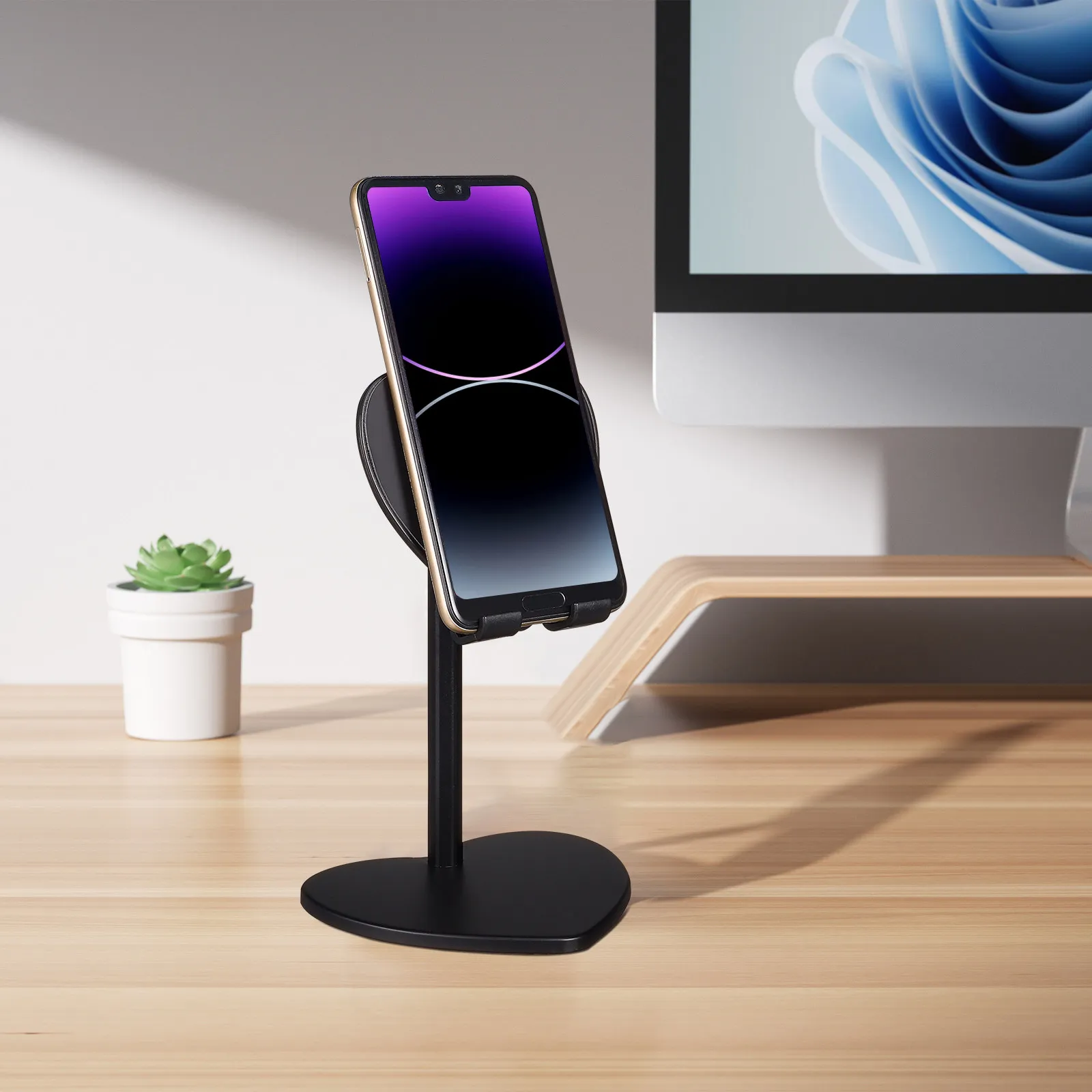 Sturdy Metal Desktop Phone Bracket Foldable Tablet Support Stand for Smartphones Tablets Video Streaming Webcast Viewing Gift