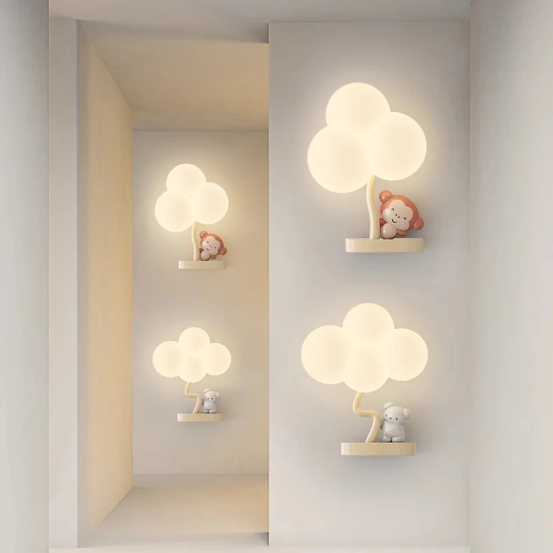 Warm Cute Children\'s Room Wall Lamps LED Cloud Lamp Modern Romantic Princess Room Baby Room Boy Girl Bedroom Bedside Wall Lights