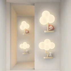 Lámparas de pared cálidas para habitación de niños, lámpara LED de nube, moderna, romántica, Princesa, habitación de bebé, niño y niña dormitorio de, luces de pared de cabecera