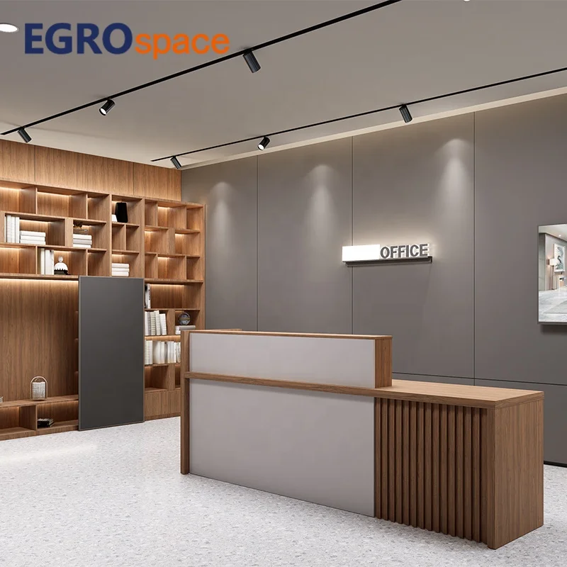 

Popular Design White Office Wood 2 Person Beauty Modern Standard Size Reception Desk