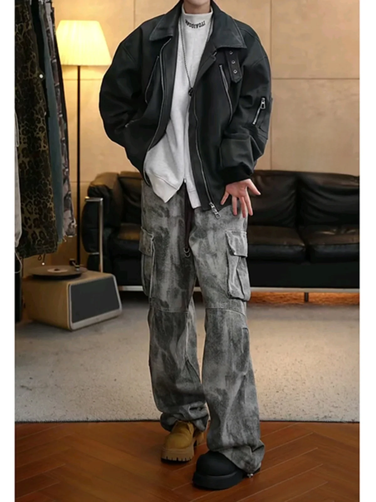 

Мужские осенние брюки в стиле ретро: американские, с эффектом окрашивания, дизайнерские, функциональные, рабочие, модные, трендовые