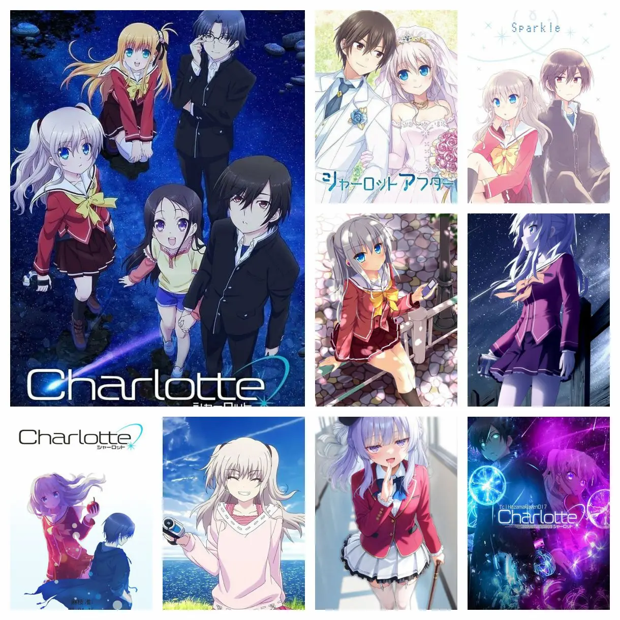 

Japanese Campus Youth Anime Charlotte 5D DIY Full Round Diamond Painting Home Living Room Bedroom Bar Aesthetic Decoration