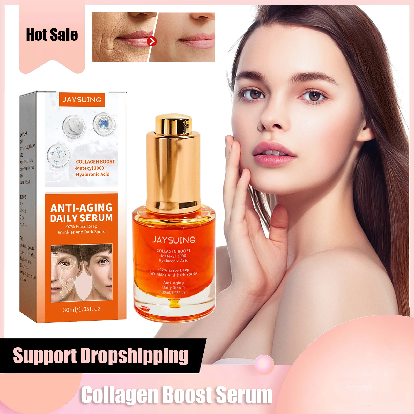 Anti-Rugas Dark Spot Corrector Soro para o Rosto, Fade Fine Lines, Lifting Firming, Whitening, Collagen Boost, Anti-Aging