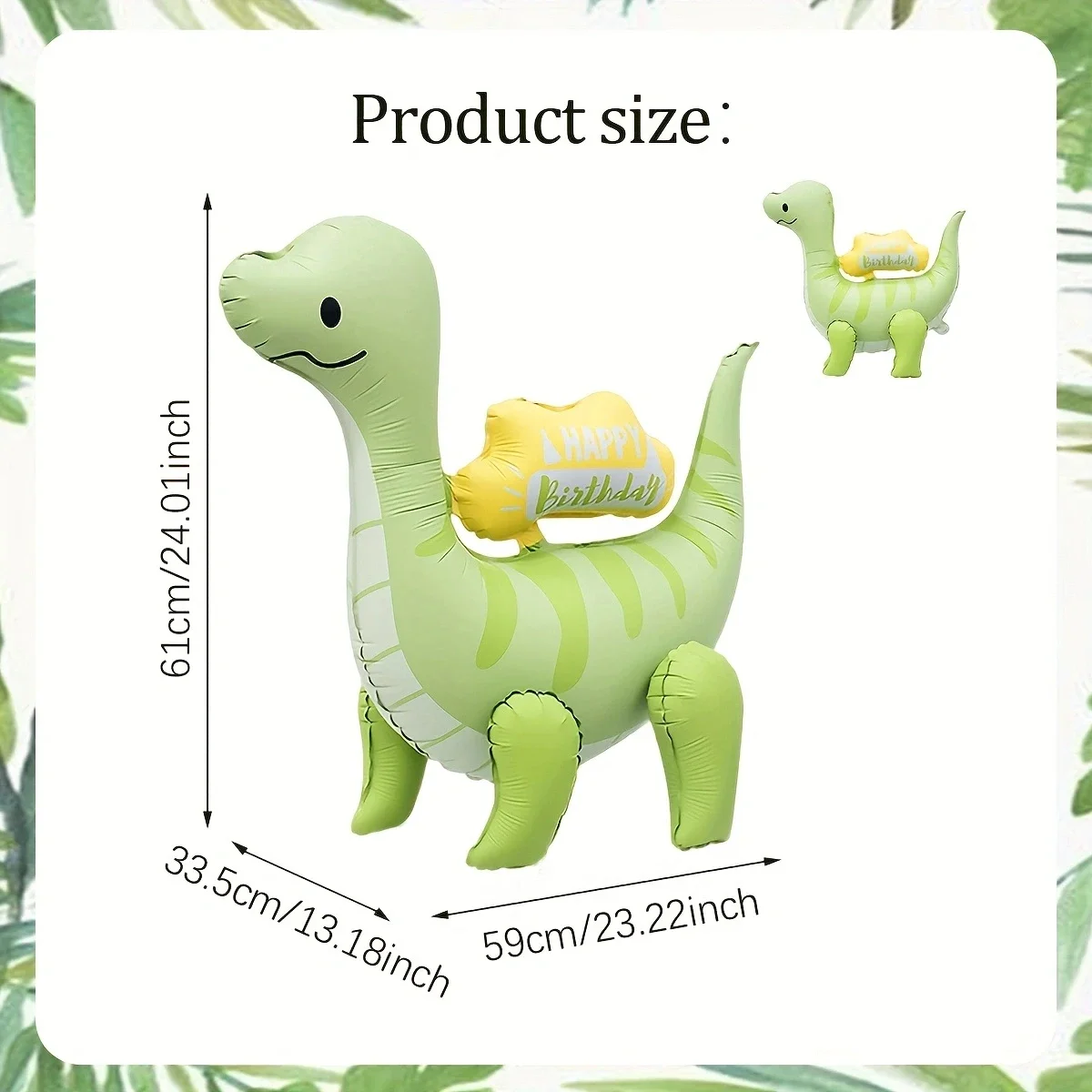 Globo de película de aluminio 3D de dinosaurio de cuello largo verde de pie, decoración para fiesta de cumpleaños con tema de dinosaurio salvaje de la jungla, 1 ud.