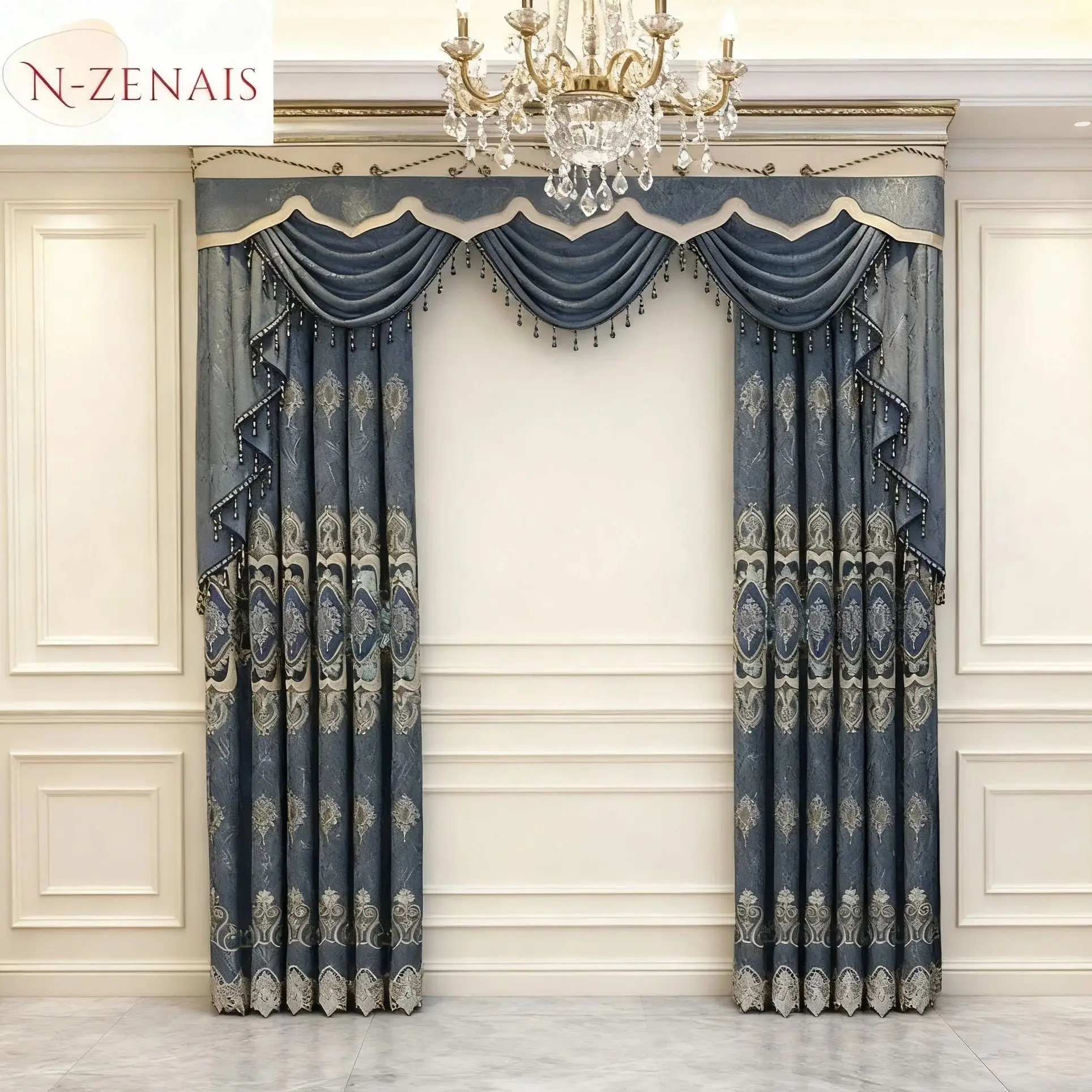 Embroidery Blackout Rustic Chenille Luxury Curtains For Living Room Bedroom Dining Custom Size Retro Grace Decor Tulle European