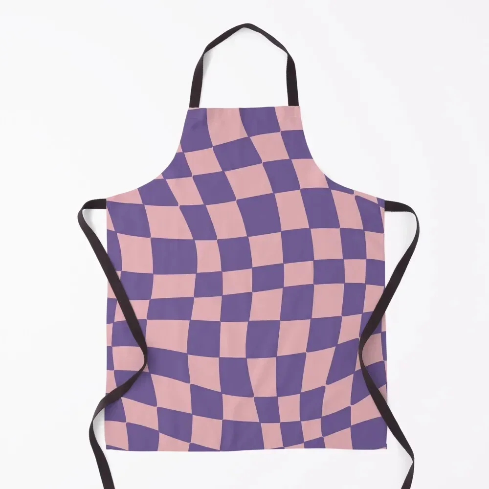 

Pink and Purple Checkered Apron Art with personal logo kitchen clothes Apron