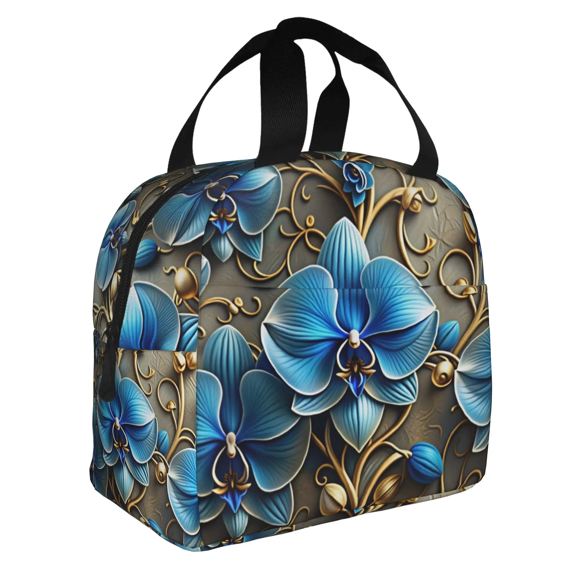 Luxury High 3D Floral Lunch Bag Women Fashion Trend 3D Flowers Cooler Warm Insulated Lunch Boxes for Adult Office