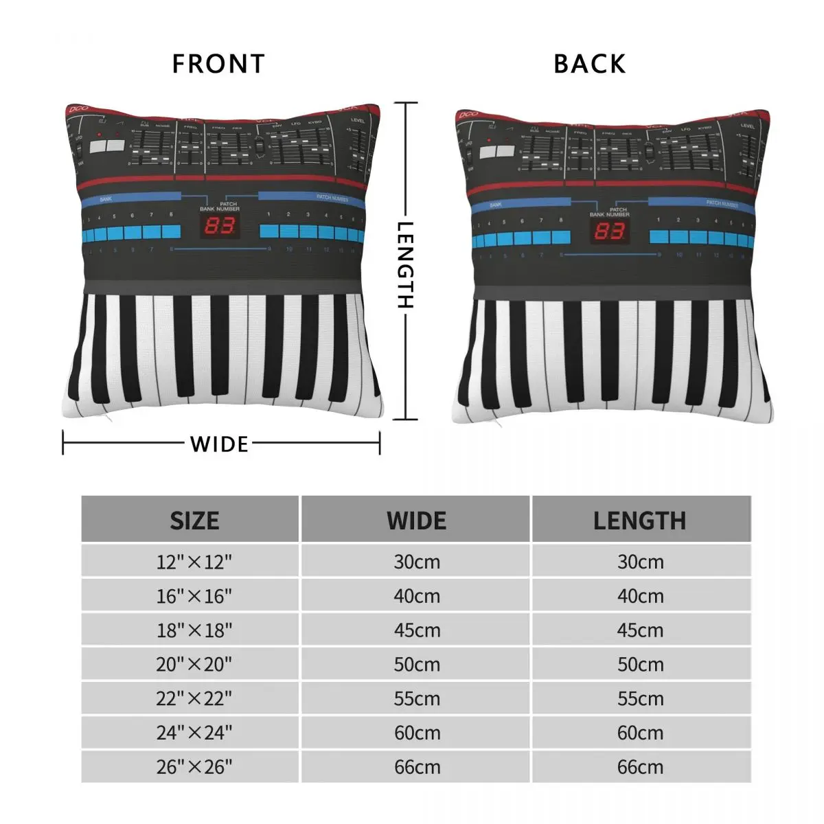 Roland Juno-106 Synthesizer Keyboard Cushion Cover, Short Plush Cushions, Pillowcase, Living Room, Chair, Sofa, Home Decoration