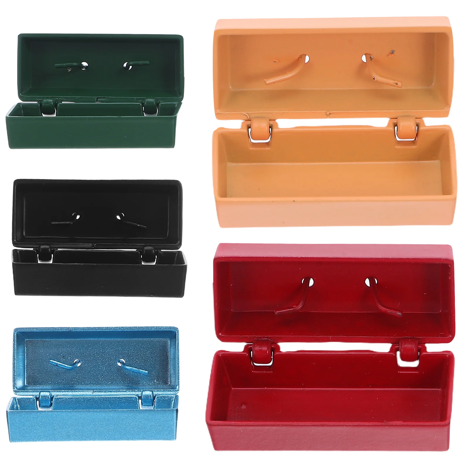 

5pcs Miniature Tool Box Realistic Mini Metal Toolbox For Dollhouse Furniture Pretend Play Decorative Storage Case Accessory