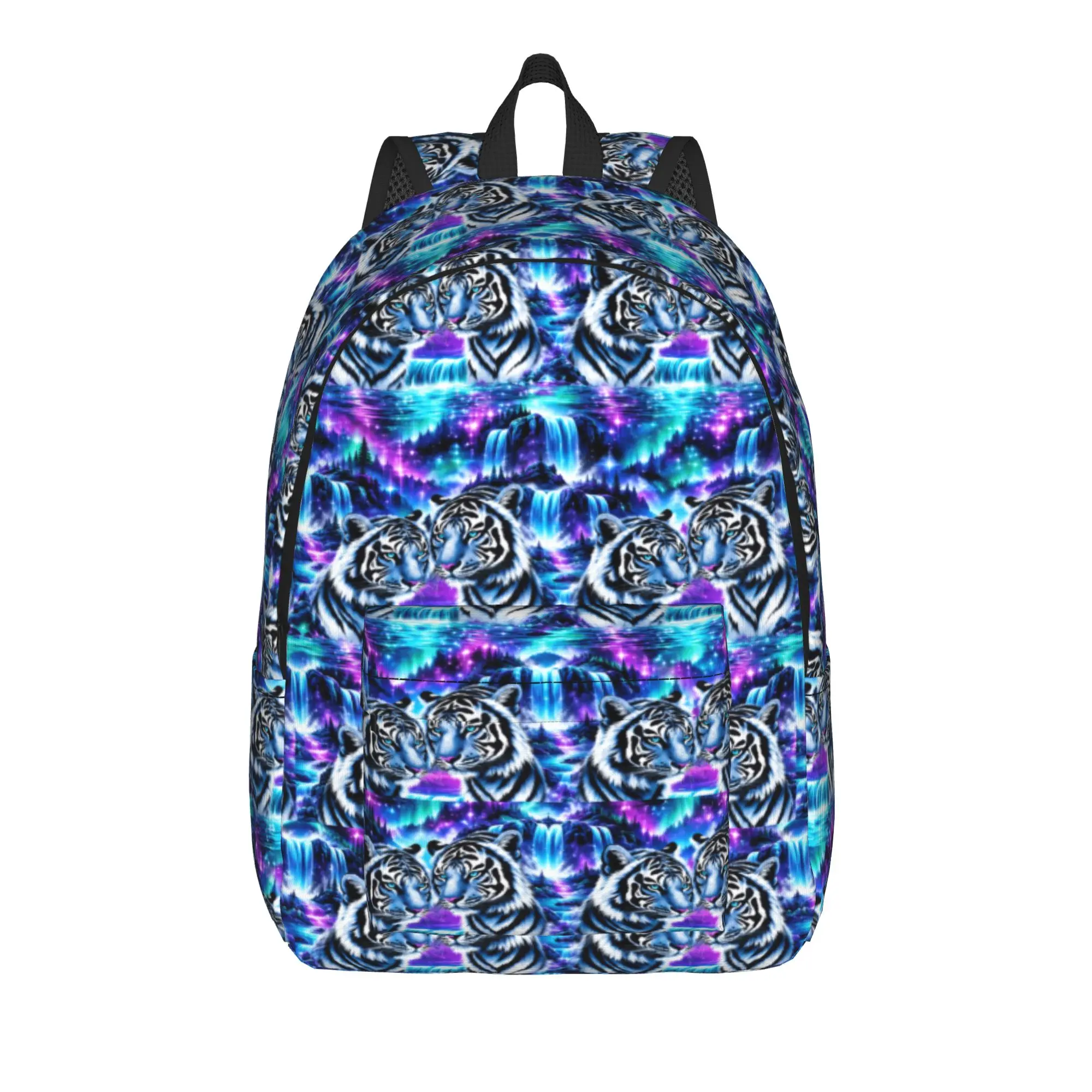Tiger Patterned Backpack Flat 2d Digital Printing Travel Backpacks Teen Funny School Bags Colorful Big Rucksack