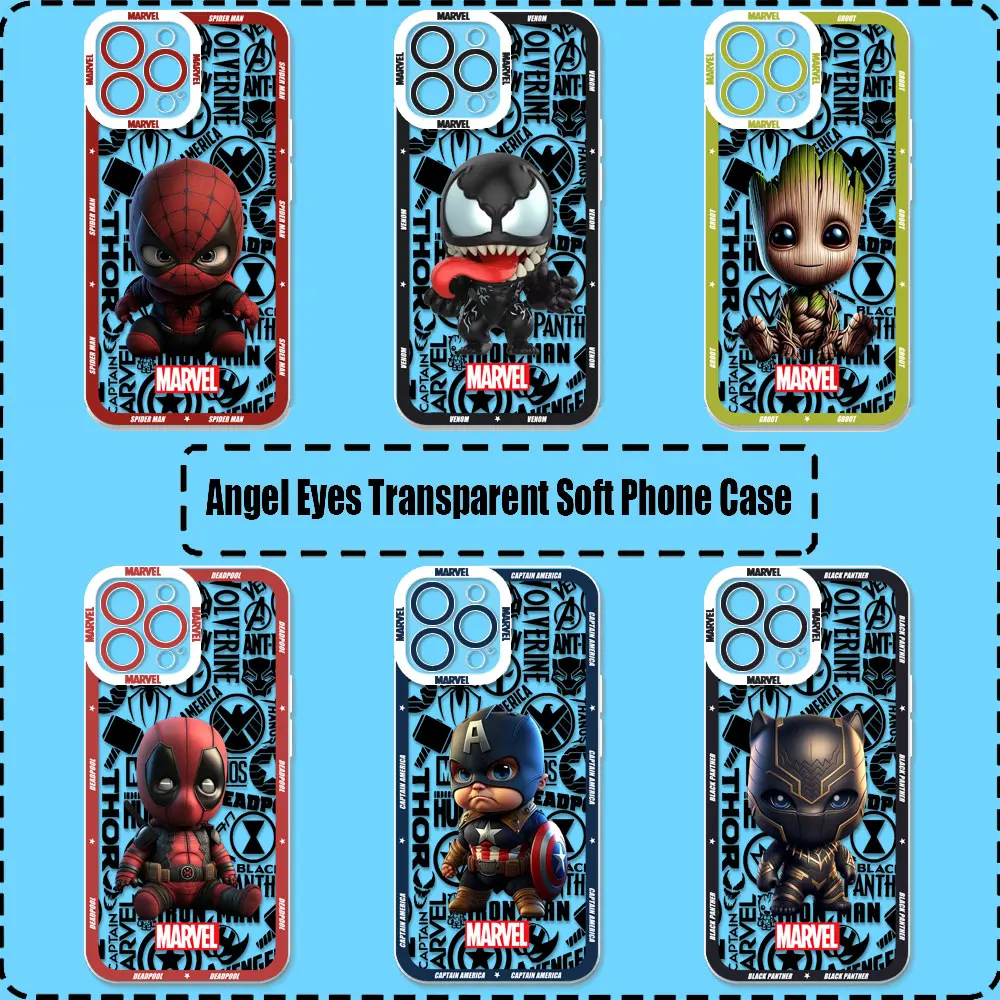 

Cute Baby Groot SpiderMan Venom Case For Samsung Galaxy A55 A54 A53 A52 A52S A72 A71 A35 A34 A32 A31 A25 A24 Transparent Cover