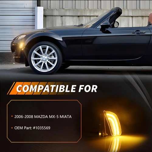 Imagen 2 del producto 2 uds luz de posición lateral del parachoques delantero luz de señal de giro luz de advertencia de giro con LED completo para 2006 2007 2008 MAZDA MX-5 MIATA
