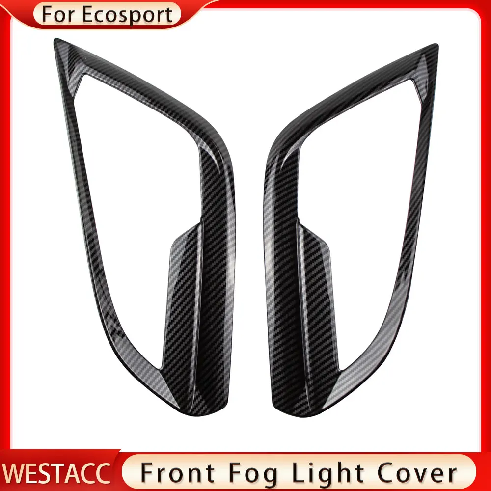 2Pcs Carbon Fiber Car Front Fog Light Lamp Cover Decoration Sticker Trim for Ford Ecosport 2018 2019 2020 2021 Accessories