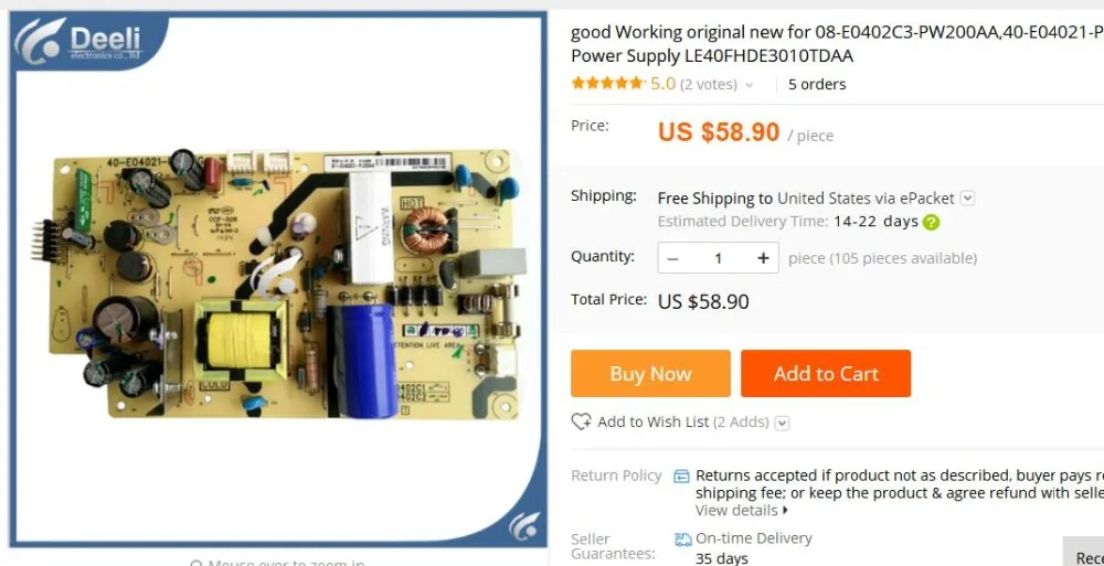 ทำงานดีเดิมสำหรับ08-E0402C3-PW200AA 40-E04021-PWF1XG แหล่งจ่ายไฟ LE40FHDE3010TDAA