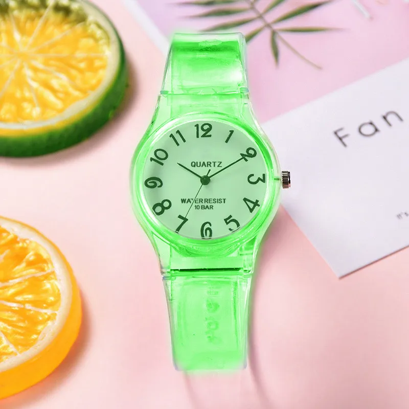 WOKAI high quality casual women silicone jelly quartz watch women lovely transparent eco-friendly candy student clock