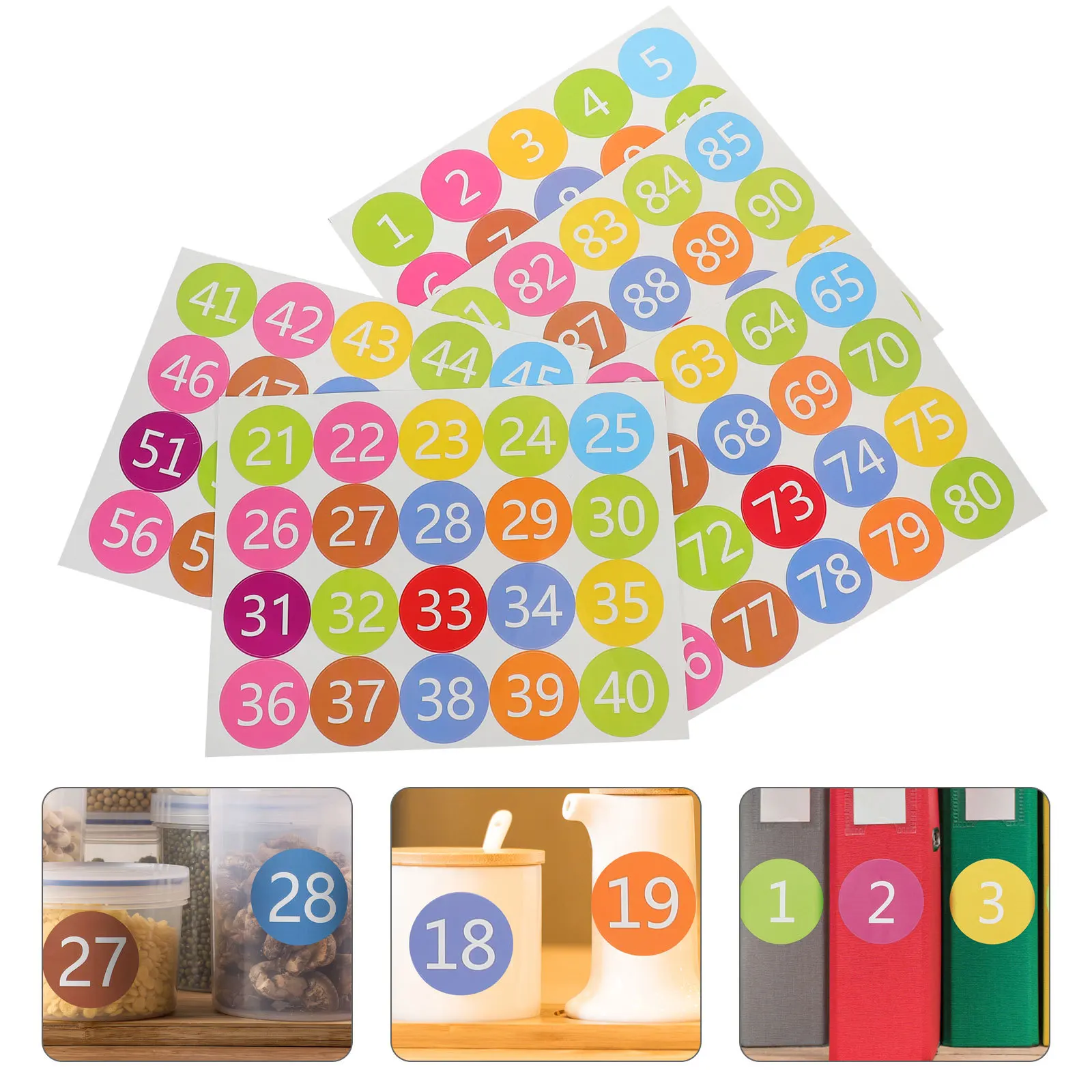 

100 шт. самоклеящихся этикеток с номерами, цветные нумерованные стикеры для организации класса, дома, офиса, хранения в банках и бутылках
