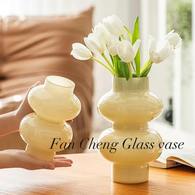 Withered  Nordic style cream antique vase glass living room home decoration desktop hydroponic flower arrangement high-value orn