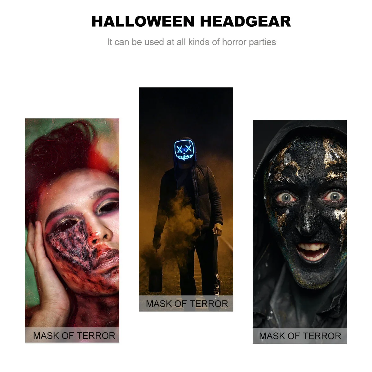 1pc ホラーハロウィンマスク ゾンビスタイル 髪付き フリーサイズ アソートカラー 軽量 コスプレパーティー カーニバル マスカレード用