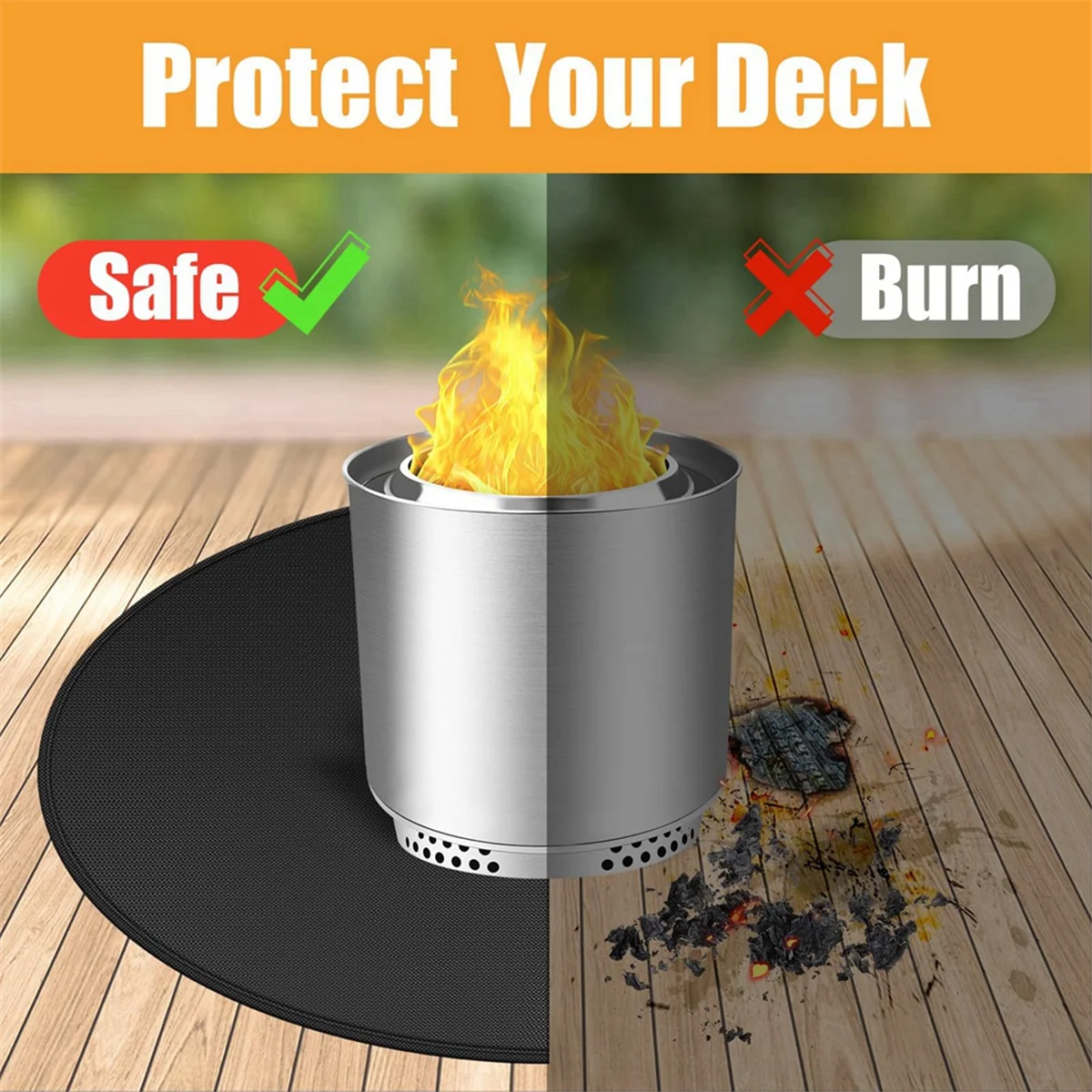 حصيرة حفرة النار ABXHA للموقد المنفرد، حصيرة حفرة النار المقاومة للحريق على الوجهين، حصيرة شواء مستديرة لحفرة النار، حصيرة تحت الشواية مقاس 20 بوصة