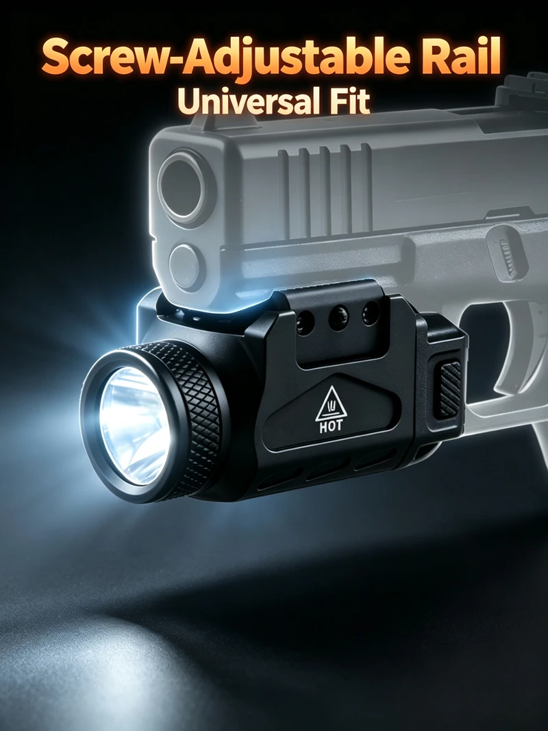 GL-02 500LM Tactical Rail Mount Flashlight CR123A 12° Beam 115m Range IPX5 Waterproof Aluminum Compact Hunting Shooting Light