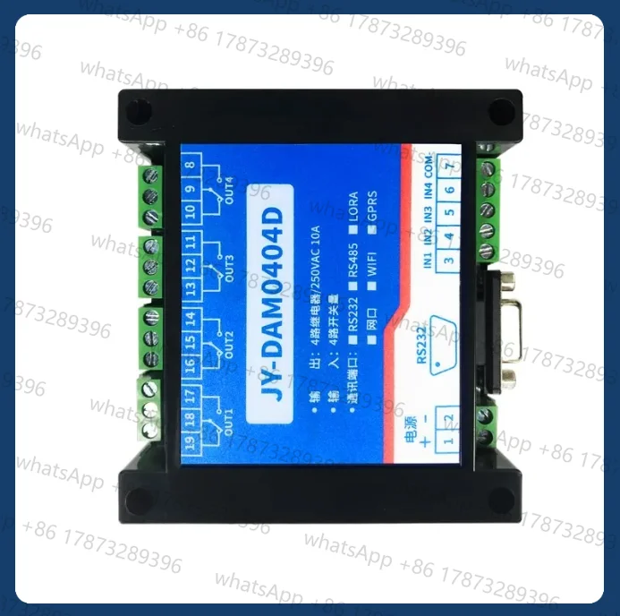 4 In 4 Out Relay Controller 4DI 4DO IO Module, RS232 RS485 USB Wifi Ethernet GPRS Lora, Modbus RTU TCP, Android APP Cloud