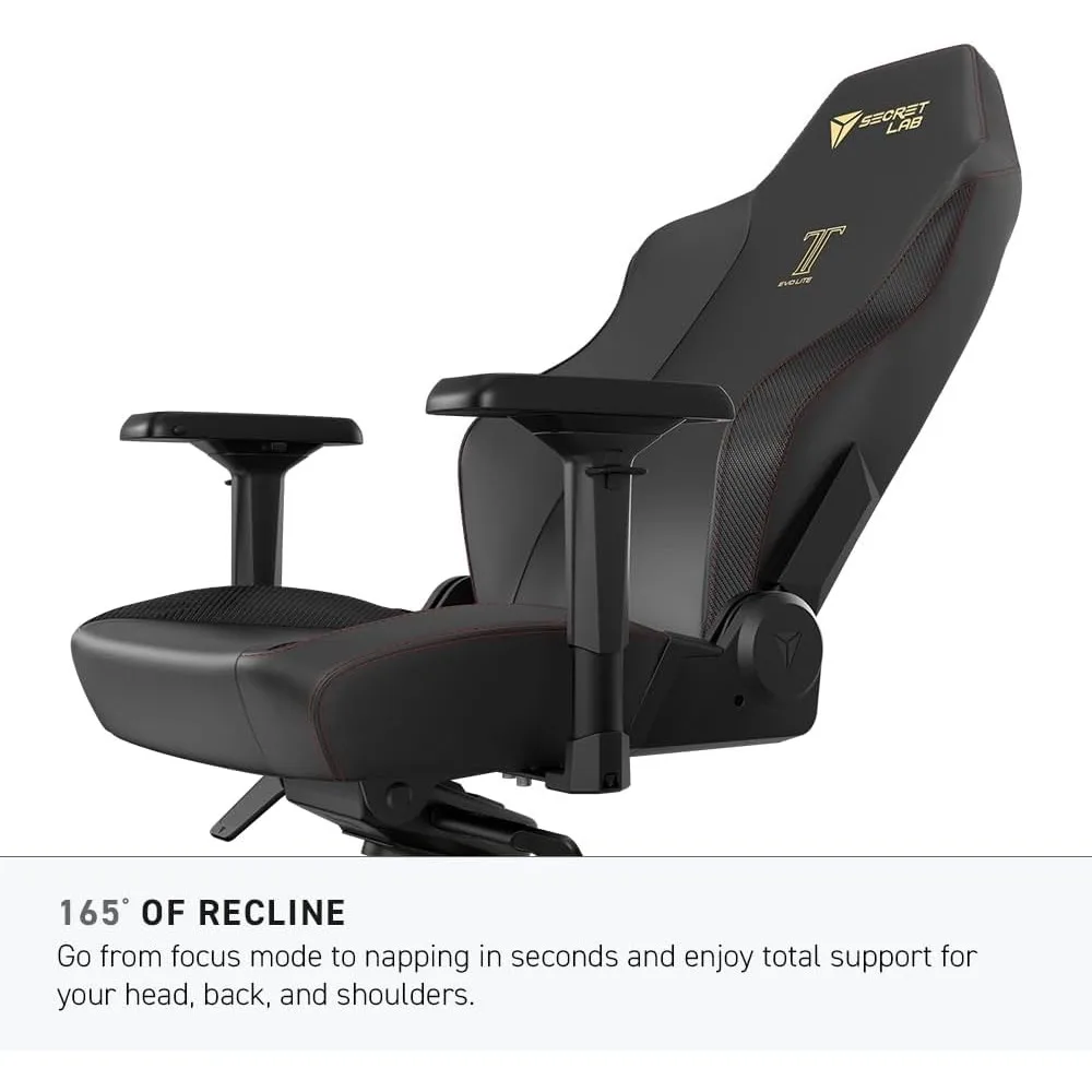 Titan Evo Lite dalam hitam Prime 2.0 kursi Gaming kulit, kursi komputer bertali ergonomis & tugas berat dengan sandaran tangan 4D