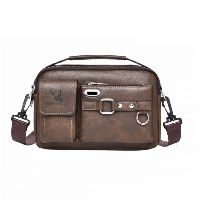 Men's Large Capacity Business Briefcase Quality PU Leather Shoulder Messenger Bag for Gentlemen Leisure Travel Attach Valise