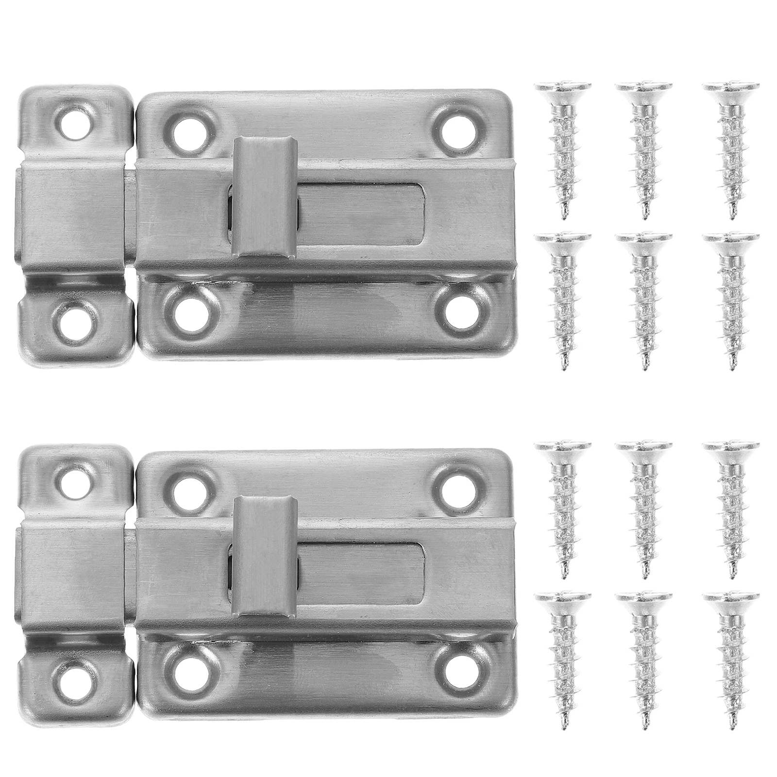 

2 Sets Sliding Bolt Door Lock Sling Latch Silver Stainless Steel Safety For Doors Windows Bedroom Kitchen Bathroom Garage