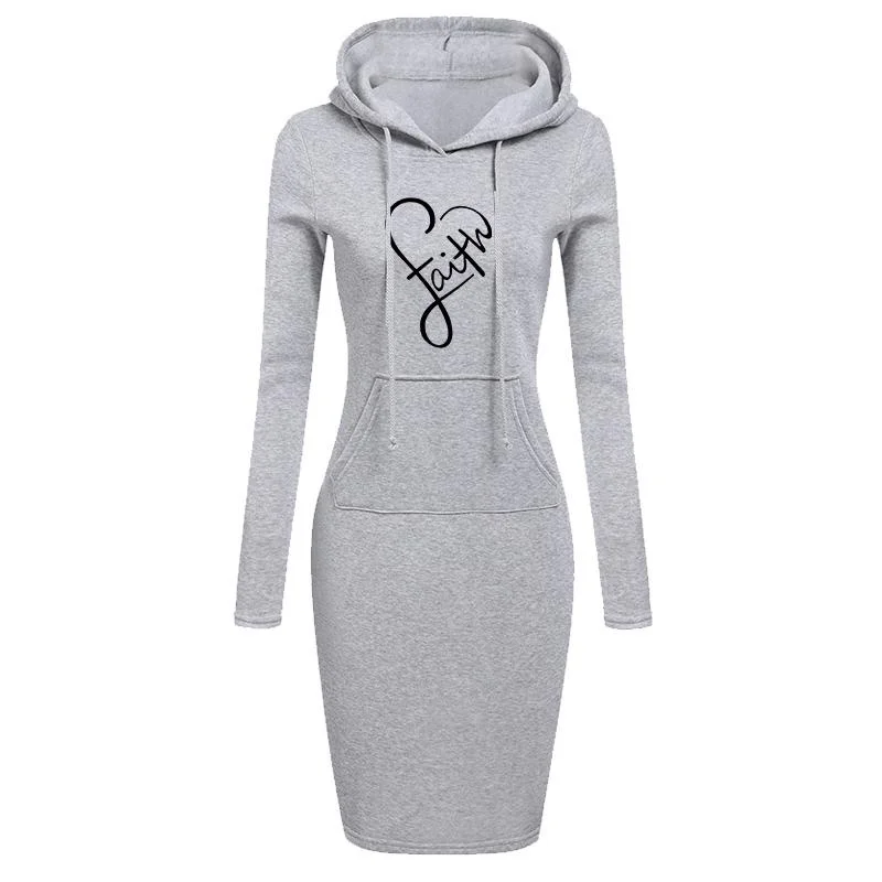 Ladies Autumn/winter loving Printed Dress Slim Fit Long Hoodie Fashionable Hoodie Hooded Women\'s Long Sleeve Sweater 6 Colors