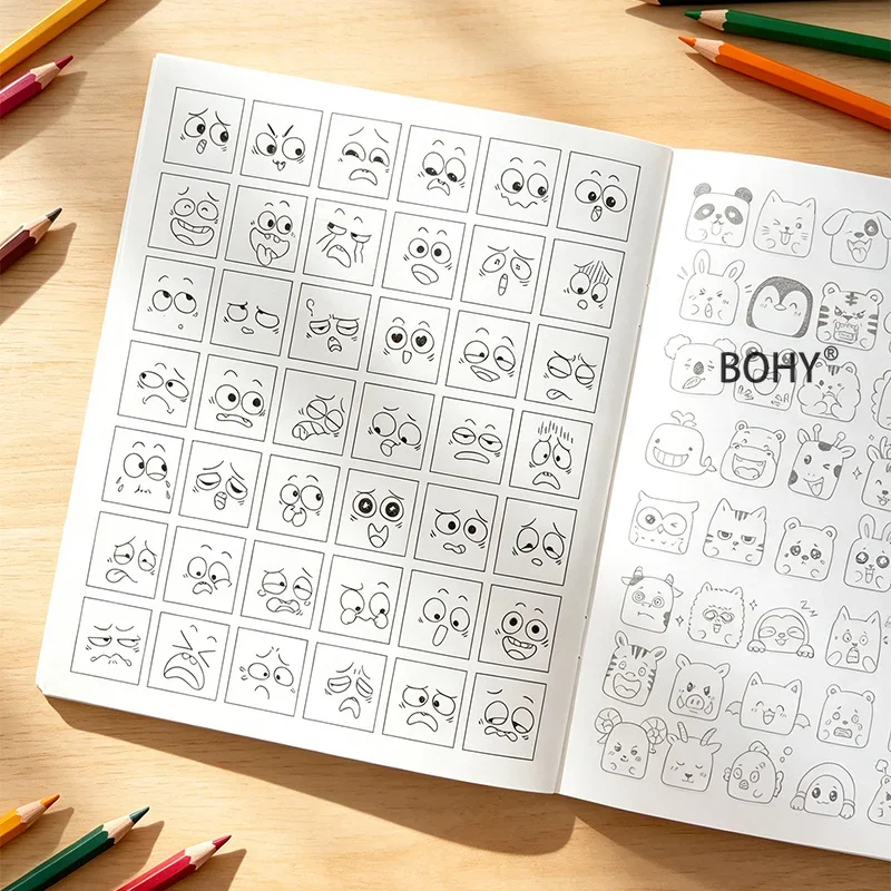 1 Multi-functional Emoticon Picture Book Include Rich Emoticons/fun Animals and Other Themed Creative Graffiti Patterns 32 Pages