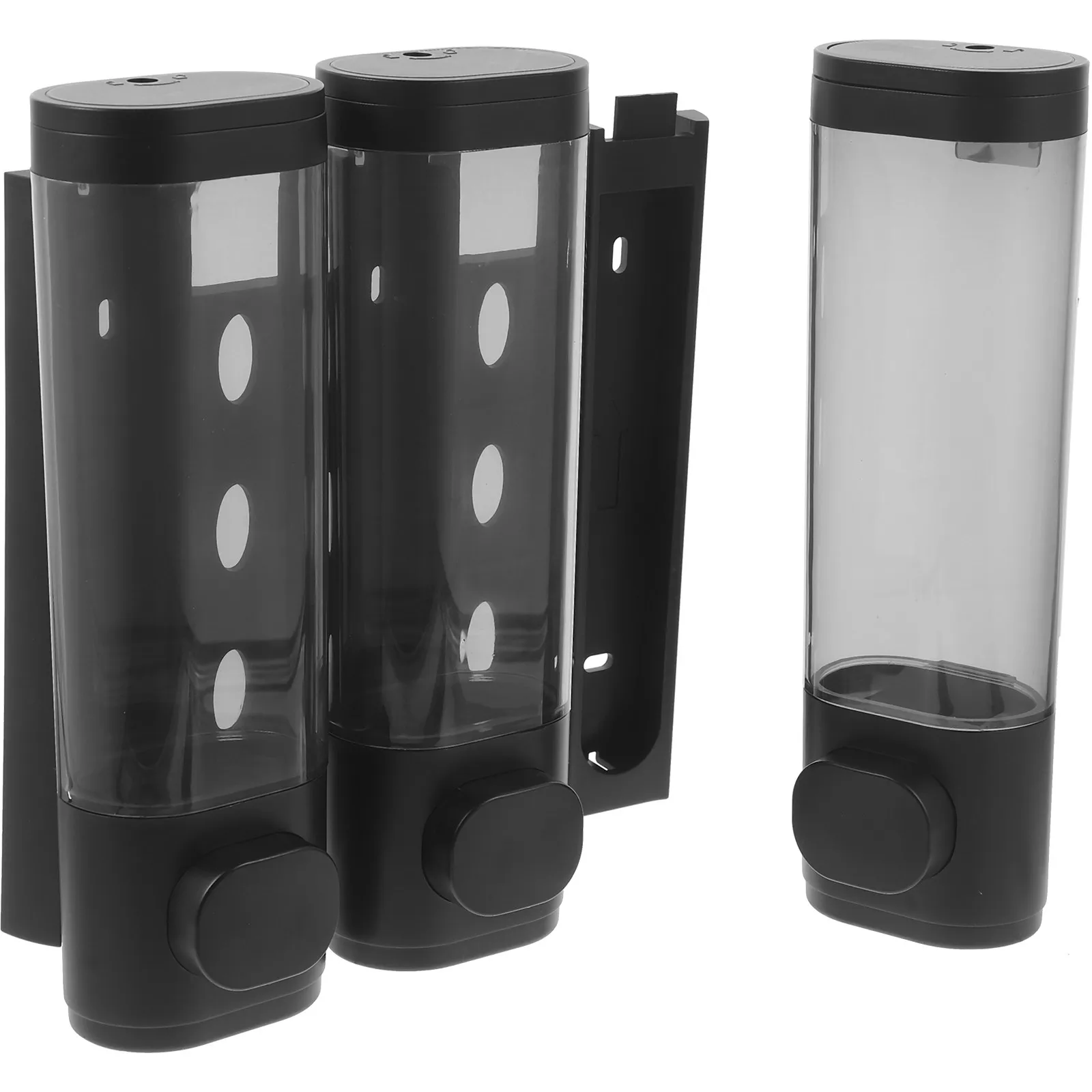 

3-in-1 Wall-Mounted Soap Dispenser Manual Press Easy Install Space Saving Bathroom Shower Room No Leakage Wall Soap Dispenser