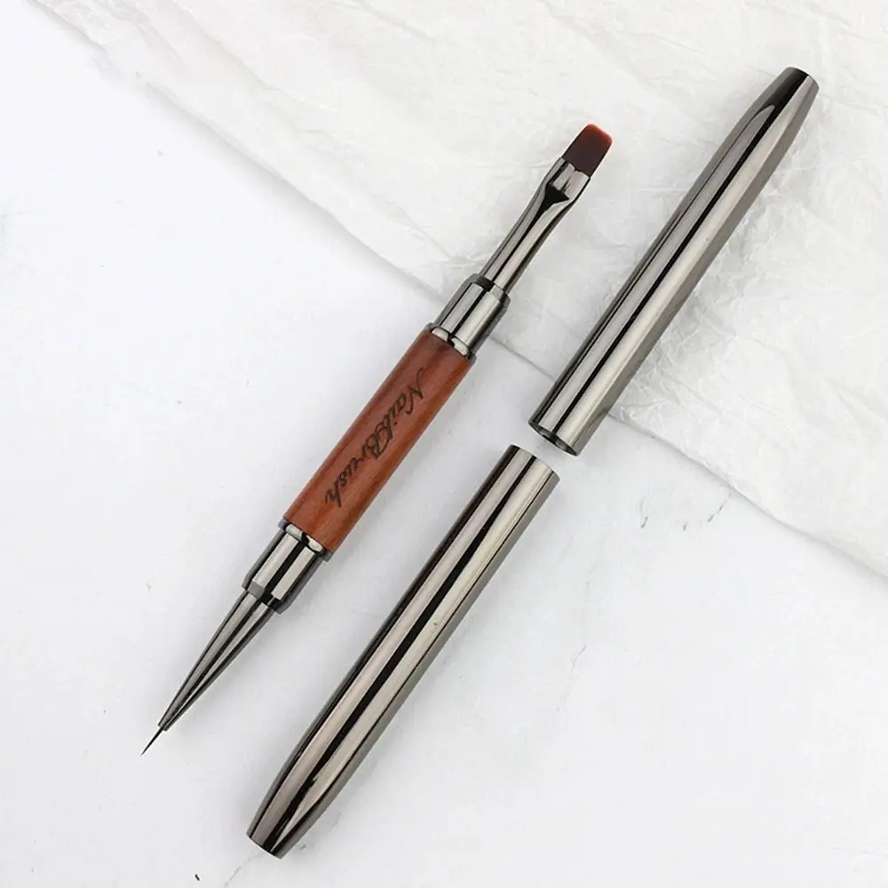 Multifunctional Sandalwood Pole Nail Art Brush Dual-ended Professional Nail Liner Brush Nail Art Phototherapy Pen Salon Use